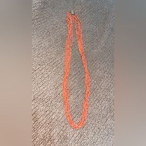 italian red coral multi strand necklace with 14k clasp